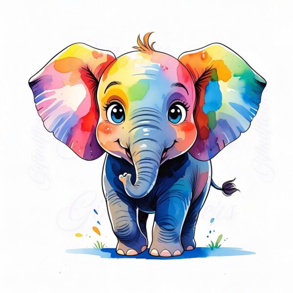Watercolor Elephant Clipart Bundle – 20 PNG Images – Artistic Elephant Art for Crafts & Decor – Instant Digital Download - Image 9